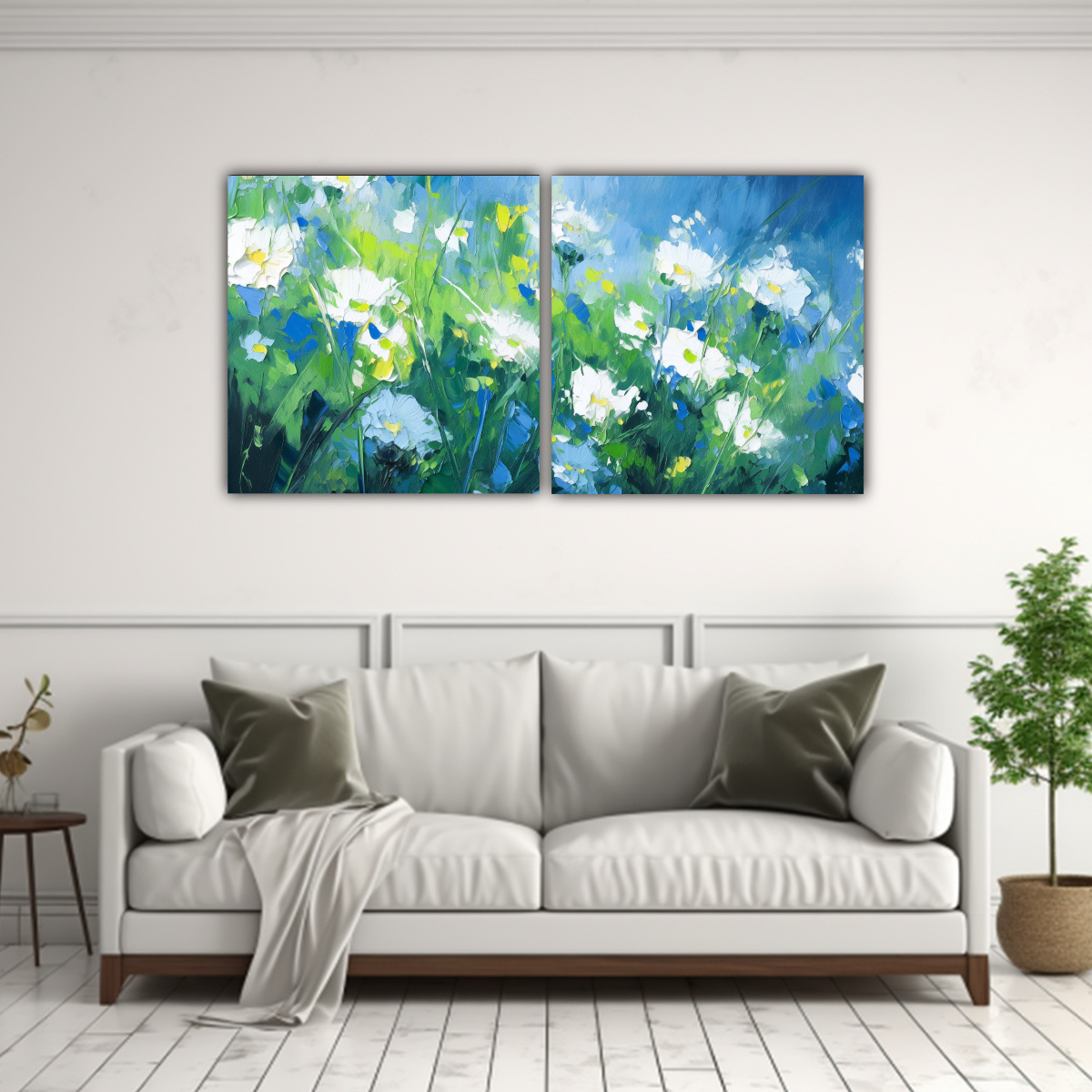 lienzos-concepto-perspectiva-en-verde-y-azul-con-flores-en-lienzo-para-decoraci-n-1