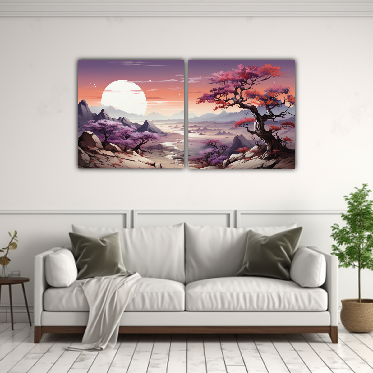 lienzos-cuadro-adorable-joshua-tree-p-rpura-y-naranja-neonoir-1