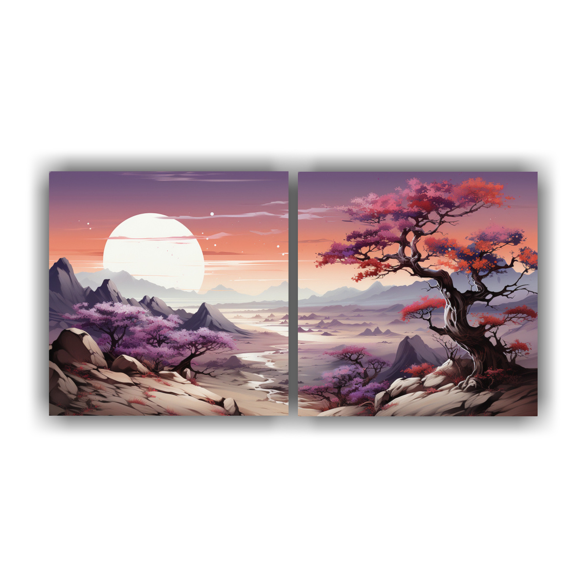 lienzos-cuadro-adorable-joshua-tree-p-rpura-y-naranja-neonoir