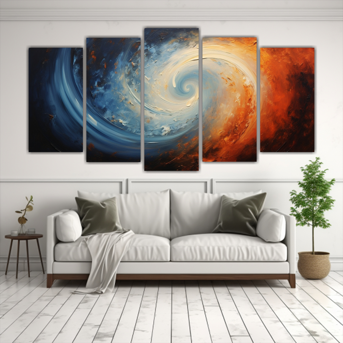 obra-de-arte-en-espiral-azul-y-naranja-en-lienzo-estilo-pinturas-decorativas-1