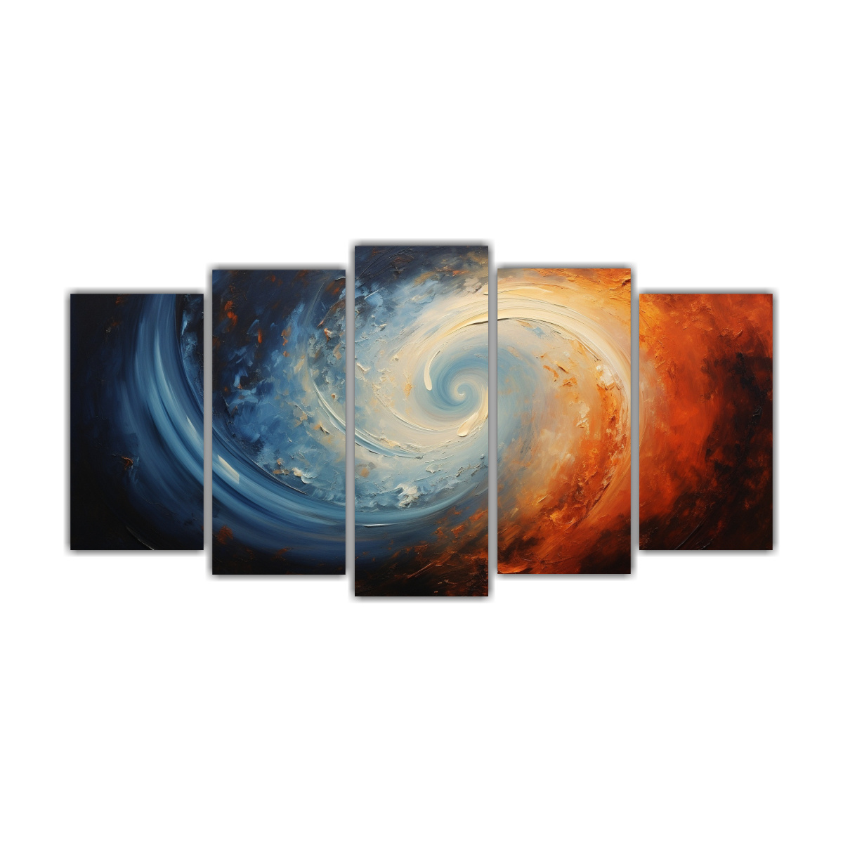 obra-de-arte-en-espiral-azul-y-naranja-en-lienzo-estilo-pinturas-decorativas