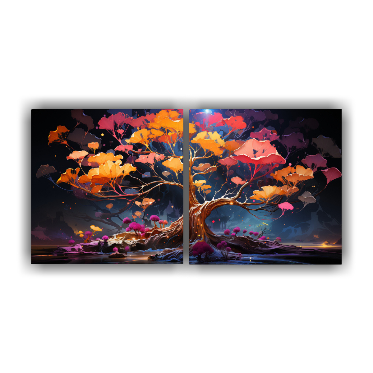 obra-de-arte-galardonada-rbol-bons-i-de-ginkgo-biloba-vibrante-en-colores-neonoir