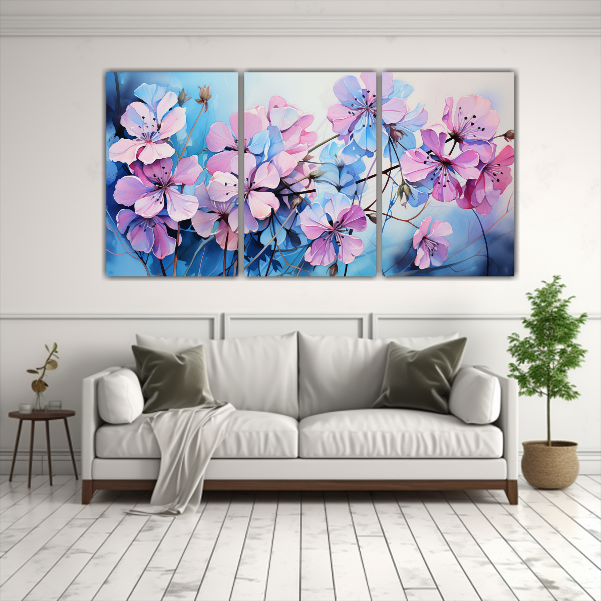 pintura-abstracta-con-flores-geranium-en-tonos-rosa-y-azul-en-3-lienzos-estilo-galer-a-1