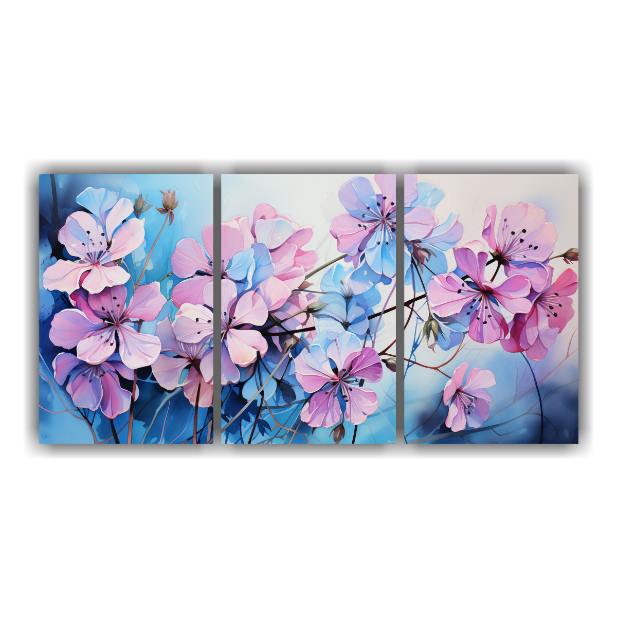 pintura-abstracta-con-flores-geranium-en-tonos-rosa-y-azul-en-3-lienzos-estilo-galer-a