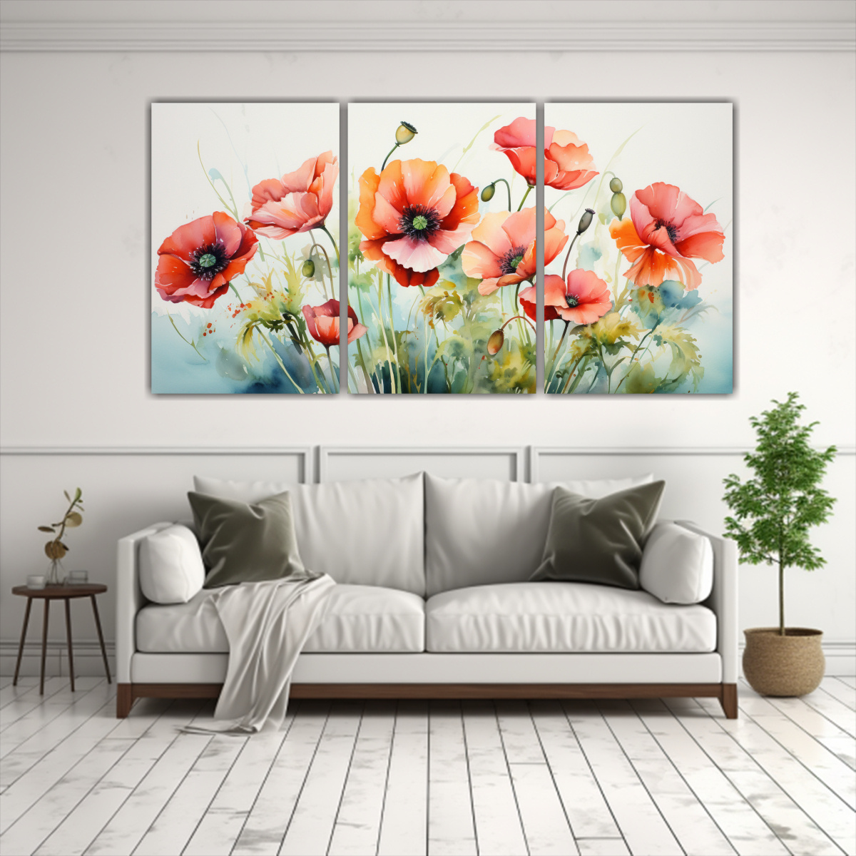 pintura-abstracta-de-amapolas-en-colores-verde-y-rojo-1