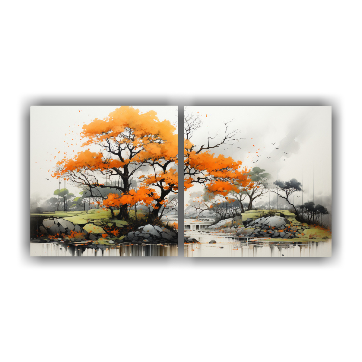 pintura-abstracta-de-colores-naranja-y-negro-en-rbol-de-kauri-set-de-2-artes-impresos