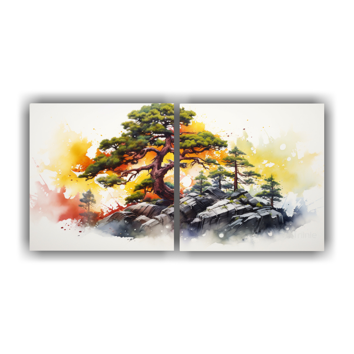 pintura-abstracta-de-composiciones-de-imagen-de-rbol-bons-i-de-pino-amarillo-y-rojo