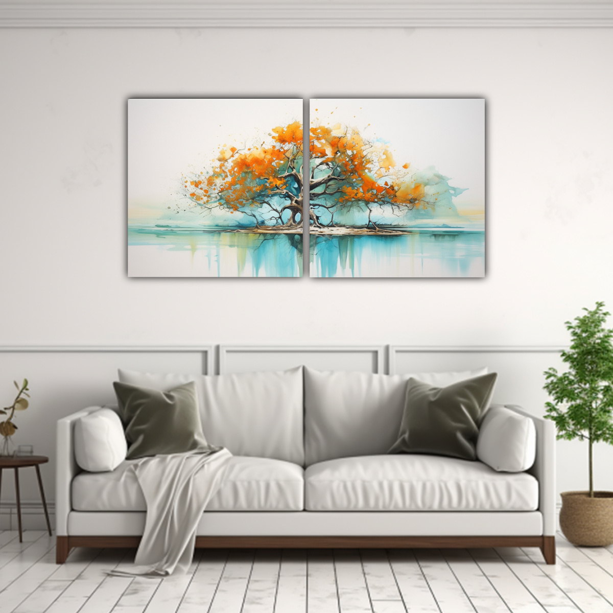 pintura-abstracta-de-dos-telas-en-bastidor-composici-n-de-reflejo-de-un-rbol-de-manglar-en-colores-turquesa-y-naranja-1