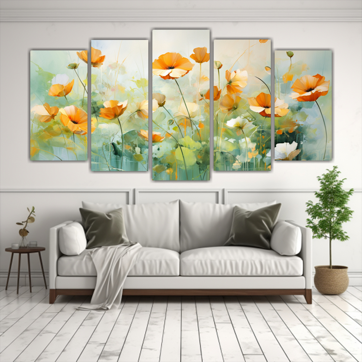 pintura-abstracta-de-flores-de-cal-ndula-colorida-en-cinco-lienzos-1