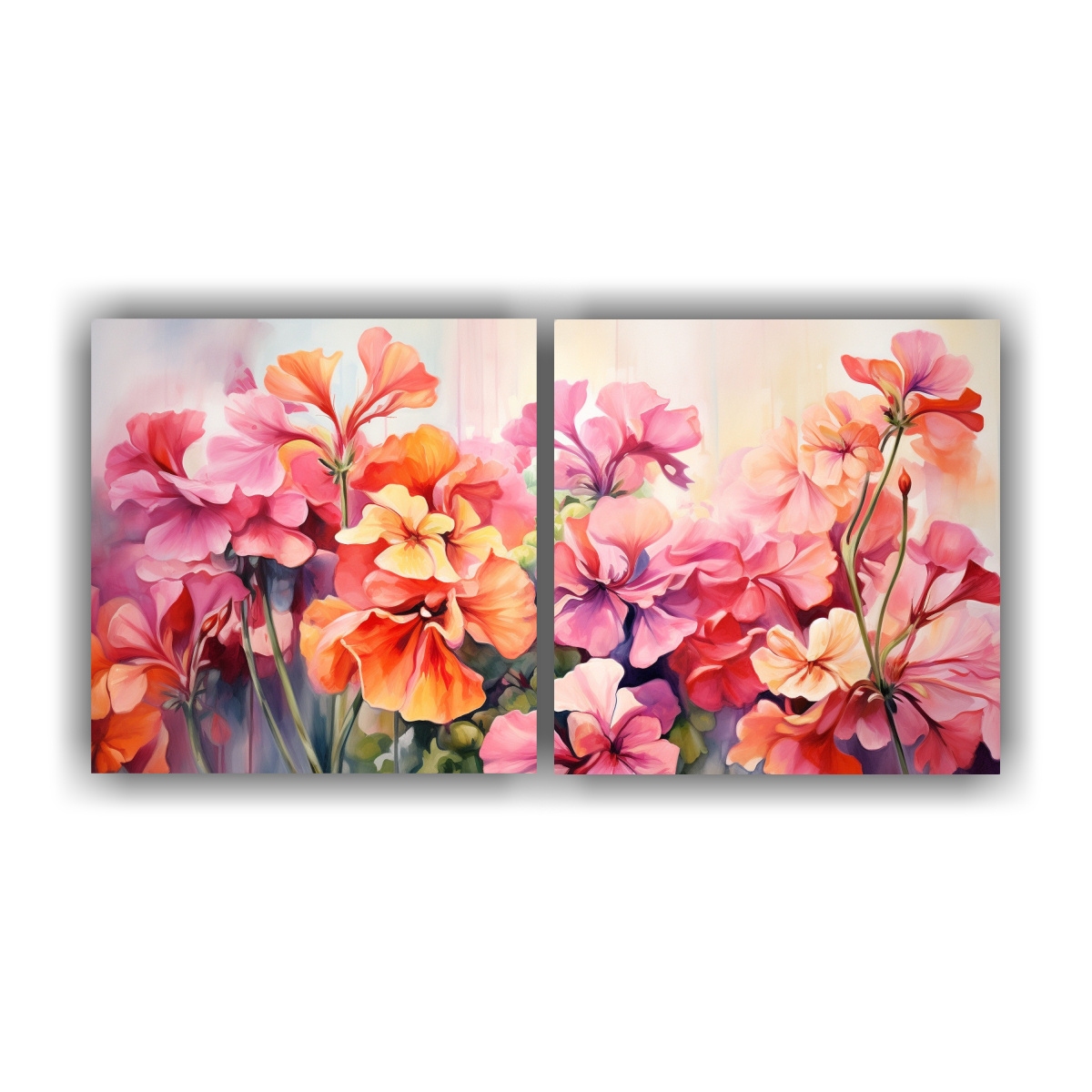 pintura-abstracta-de-geranios-amarillos-y-rosados-de-finas-l-neas