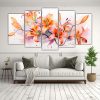 pintura-abstracta-de-lirios-en-colores-naranja-y-rosa-cinco-lienzos-c-lidos-reflejo-a-1-1