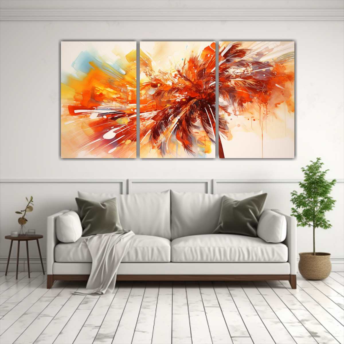 pintura-abstracta-de-palmera-roja-y-naranja-con-detalles-intrincados-en-tres-lienzos-de-colores-en-agua-1