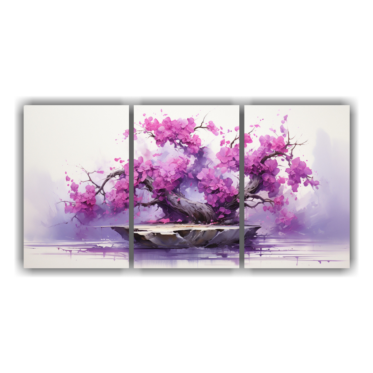pintura-abstracta-de-rbol-bons-i-bougainvillea-en-colores-p-rpura-en-tres-figuras-de-arte-de-pared