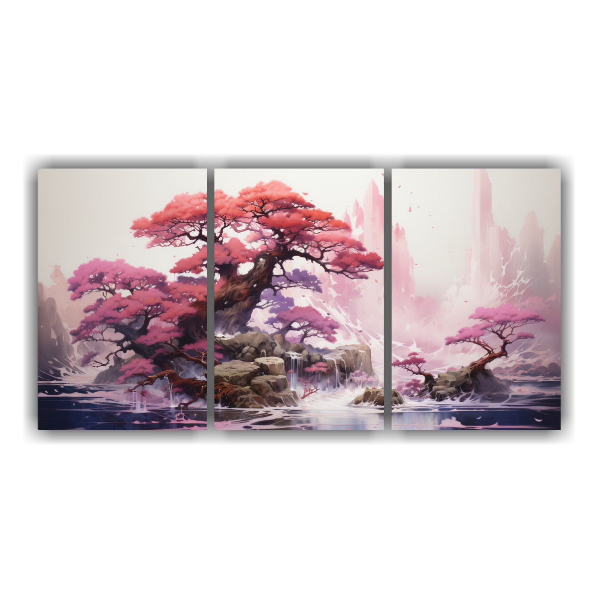 pintura-abstracta-de-rbol-de-abeto-bons-i-en-colores-dorado-y-rosa-tres-cuadros-tem-ticos-luminosos