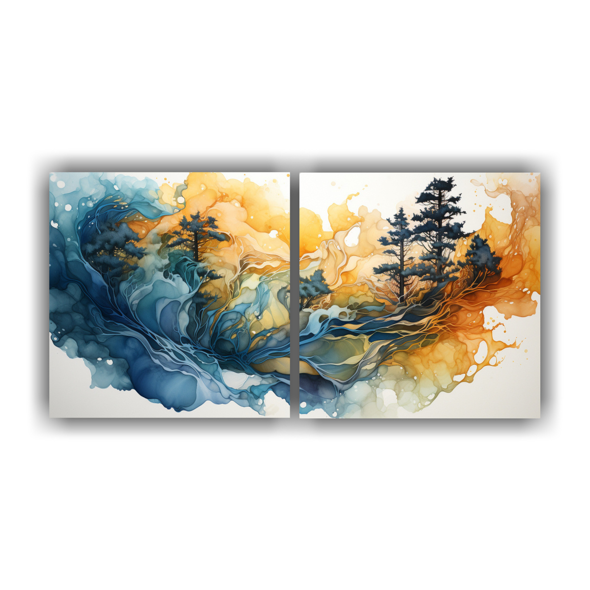 pintura-abstracta-de-rbol-de-redwood-en-colores-dorado-y-azul