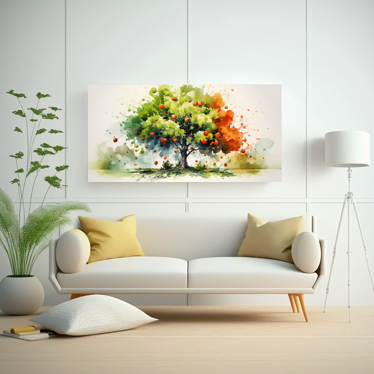 pintura-abstracta-de-rbol-frutal-verde-y-rojo-en-lienzo-de-tela-acuarela-1