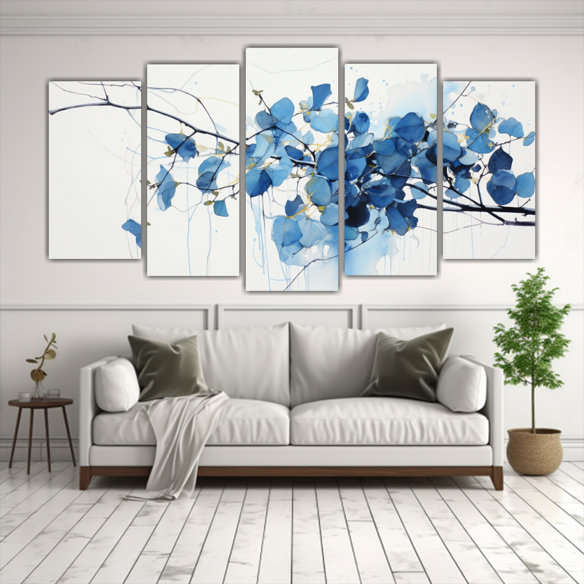 pintura-abstracta-de-un-rbol-de-eucalipto-en-colores-negro-y-azul-en-cinco-lienzos-de-diferentes-dimensiones-1