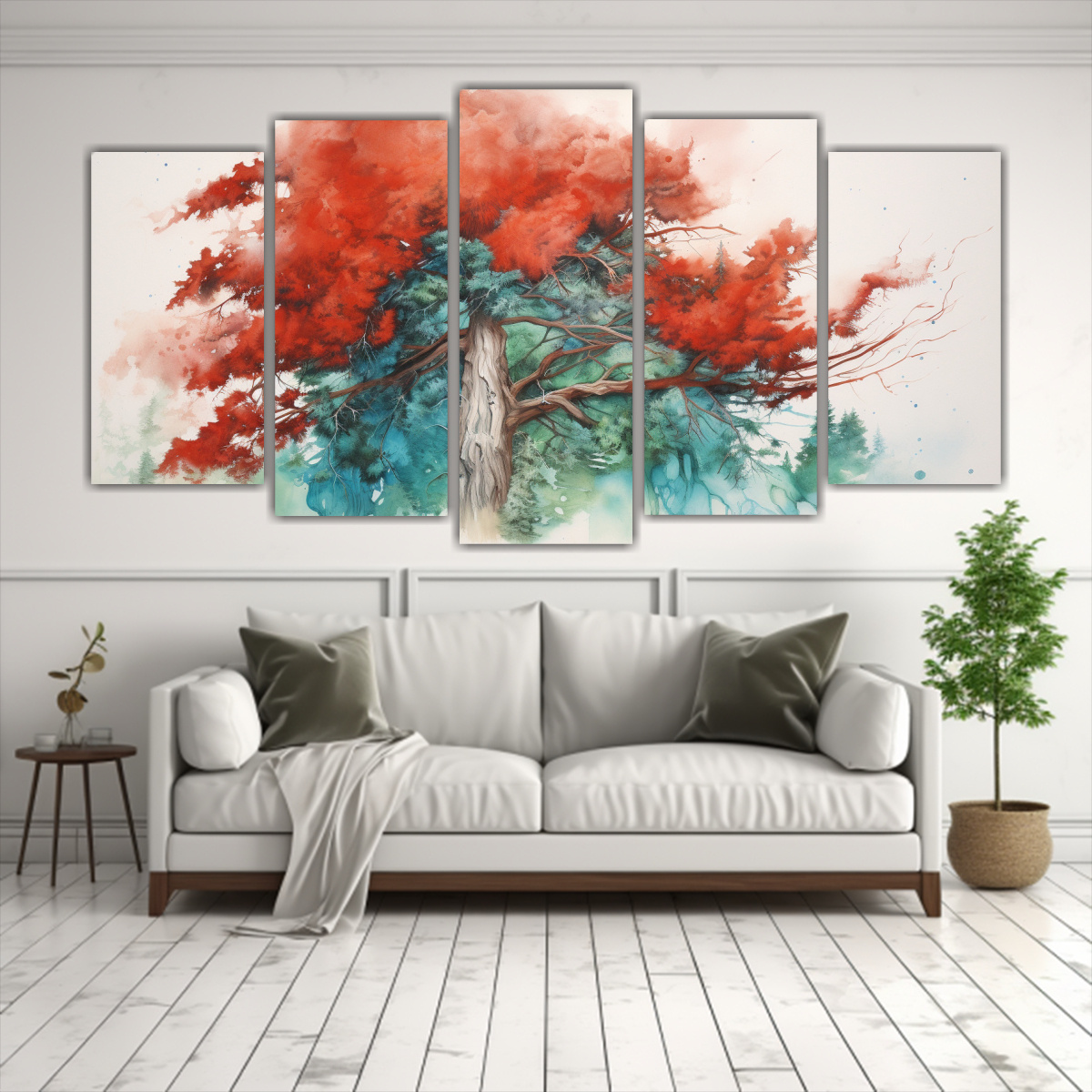 pintura-abstracta-de-un-rbol-de-secuoya-rojo-y-turquesa-1