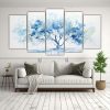 pintura-abstracta-de-un-rbol-tropical-blanco-y-azul-en-5-telas-con-bastidor-de-dibujo-sim-trico-1