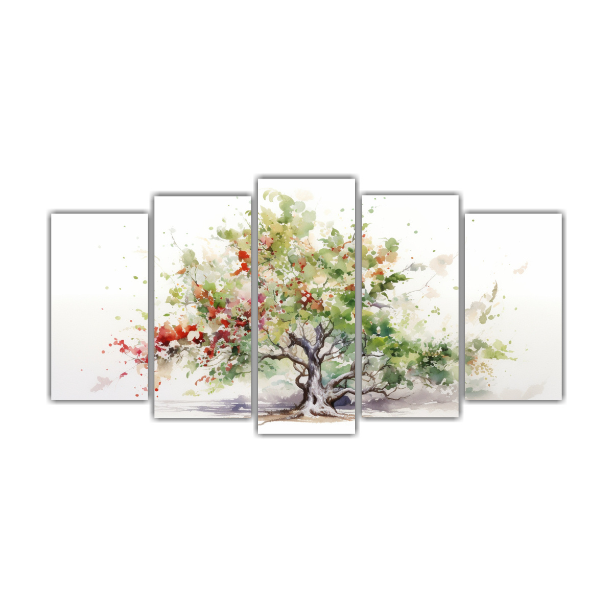 pintura-abstracta-duradera-de-colores-blancos-de-un-rbol-de-acebo-pintura-al-agua-decoraci-n-de-arte-set