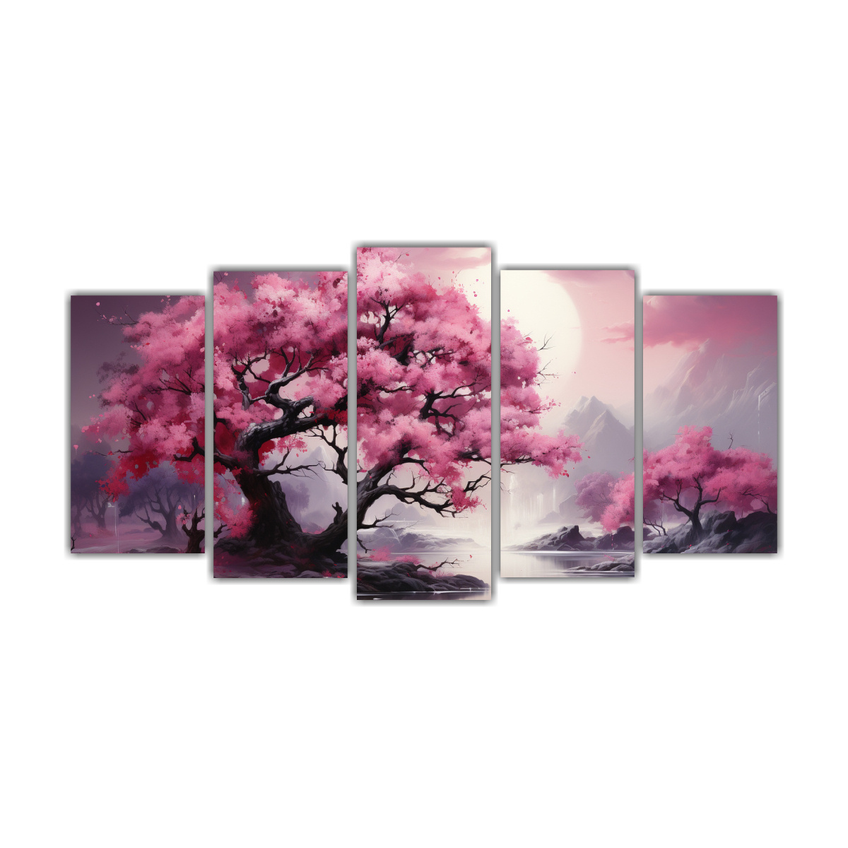 pintura-abstracta-en-colores-negro-y-rosa-de-rbol-frutal-cl-sico-cinco-artes-modernos-