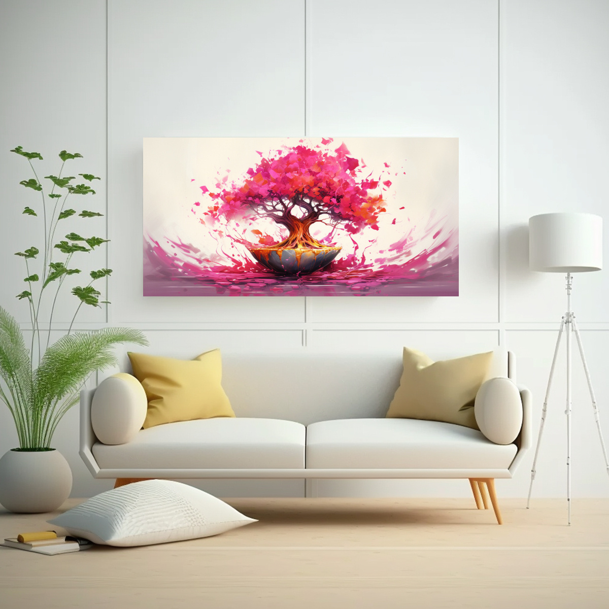 pintura-abstracta-en-lienzo-de-colores-fucsia-rojo-y-oro-1