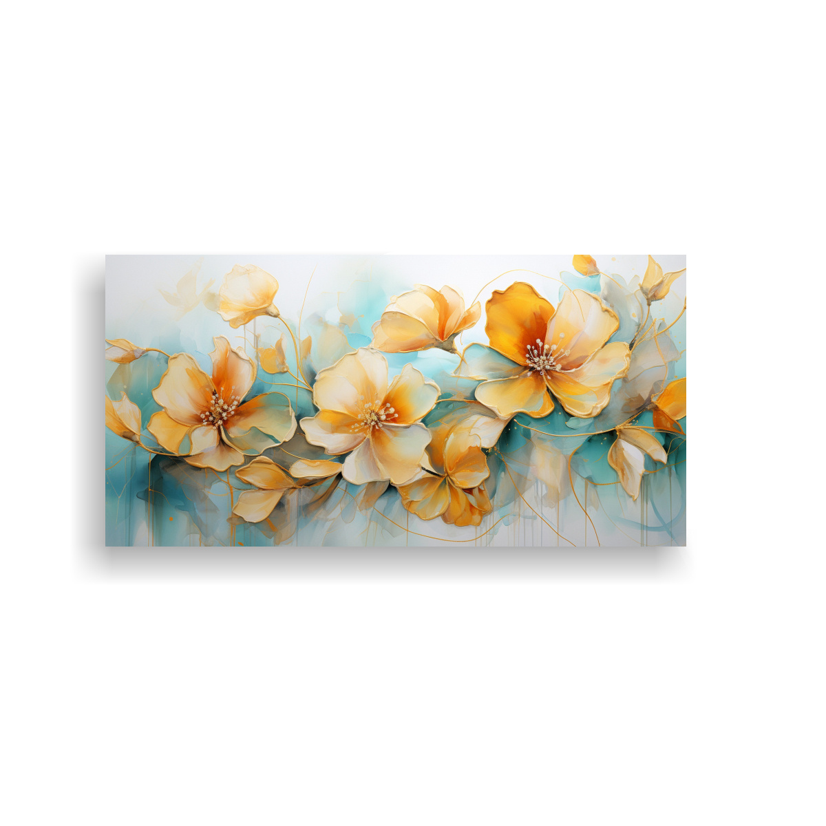 pintura-abstracta-esquema-espectacular-flores-turquesa-y-oro