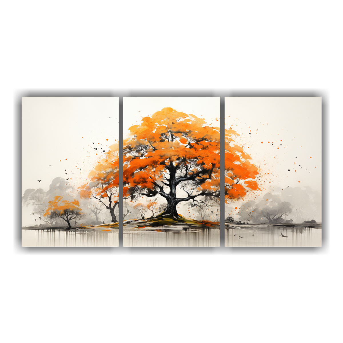 pintura-abstracta-rbol-de-kauri-naranja-y-negro