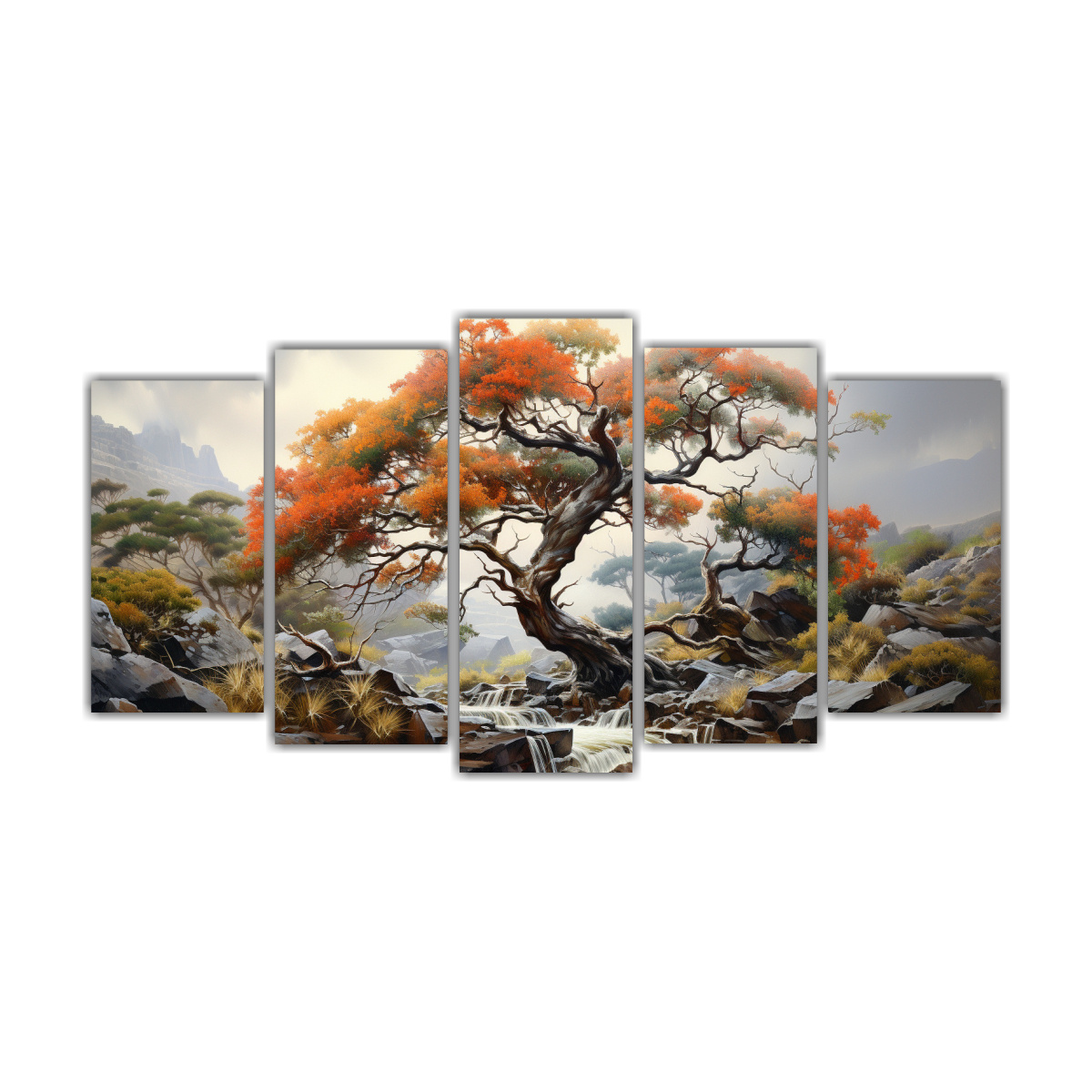 pintura-acuarela-abstracta-en-colores-negro-representando-un-rbol-de-arbutus-en-bastidor