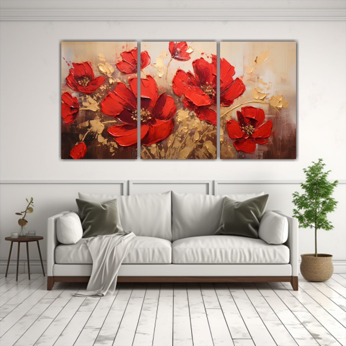pintura-cuadro-a-red-and-gold-colors-flores-en-lienzo-1
