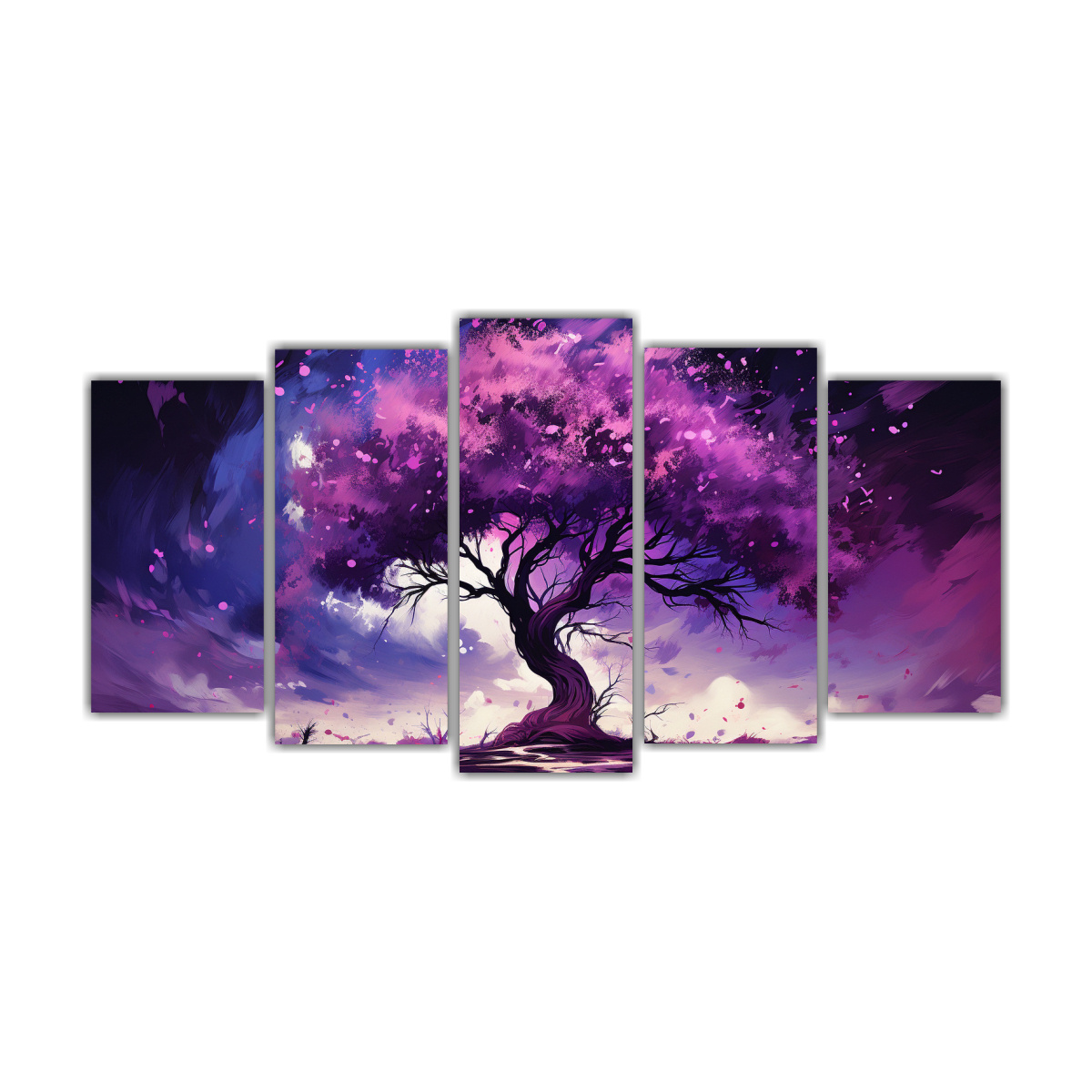 pintura-de-arte-de-pared-abstracto-con-rbol-de-aliso-en-colores-morados-en-ambiente-neonoir