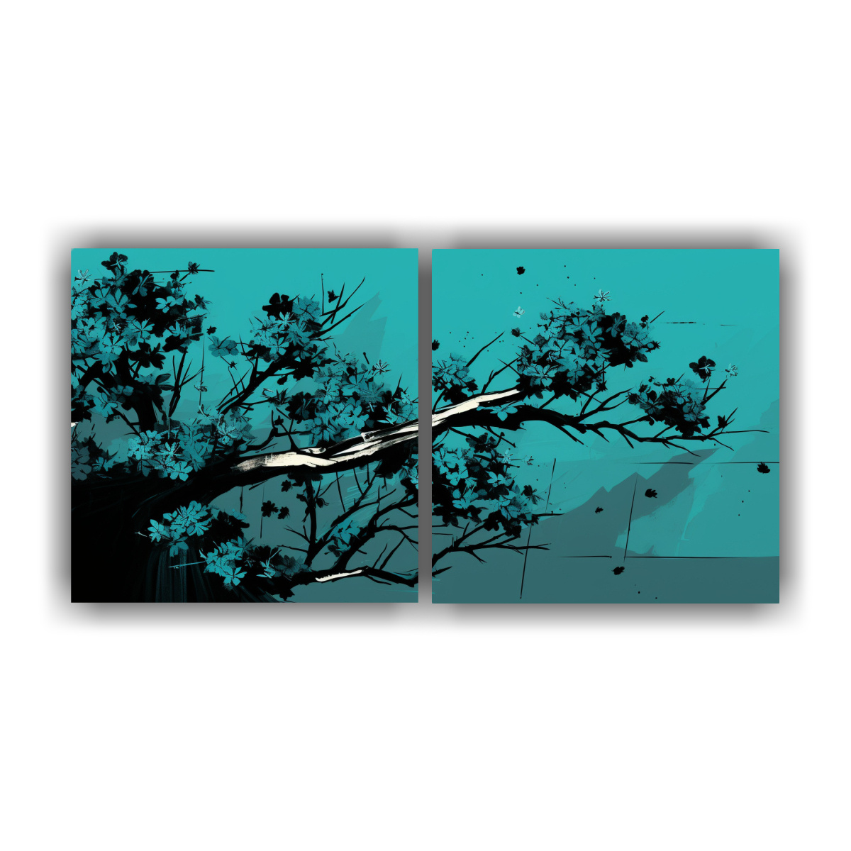 pintura-de-decoraci-n-con-representaci-n-de-dos-cuadros-dibujo-de-un-pino-en-colores-turquesa-y-negro-atm-sfera-neonoir