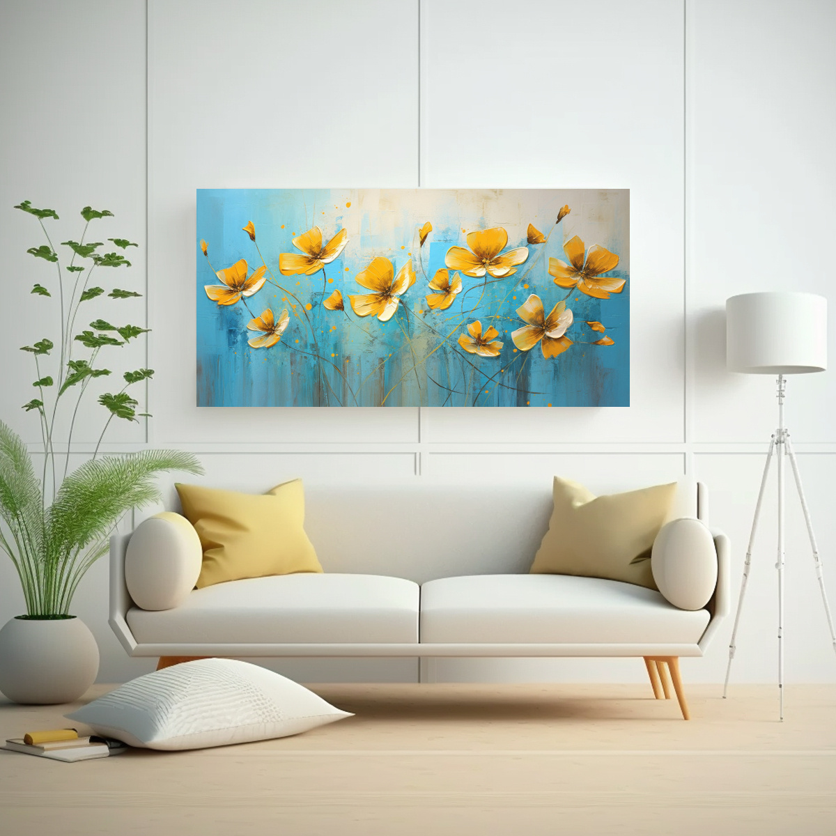 pintura-de-flores-amarillas-y-cian-en-lienzo-para-decoraci-n-del-cuarto-1