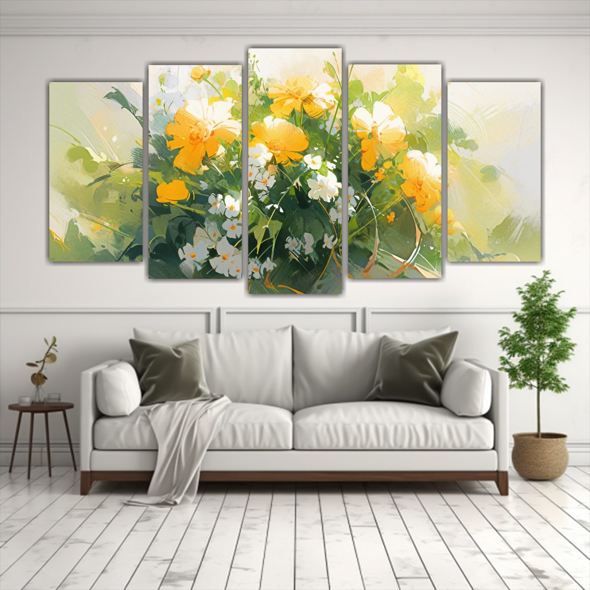 pintura-de-flores-amarillas-y-verdes-en-lienzo-estilo-moderno-1