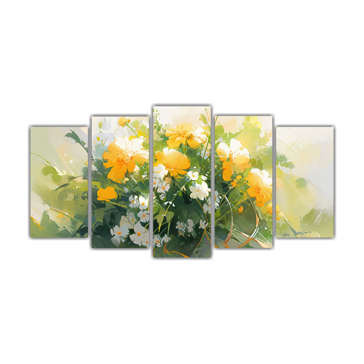 pintura-de-flores-amarillas-y-verdes-en-lienzo-estilo-moderno