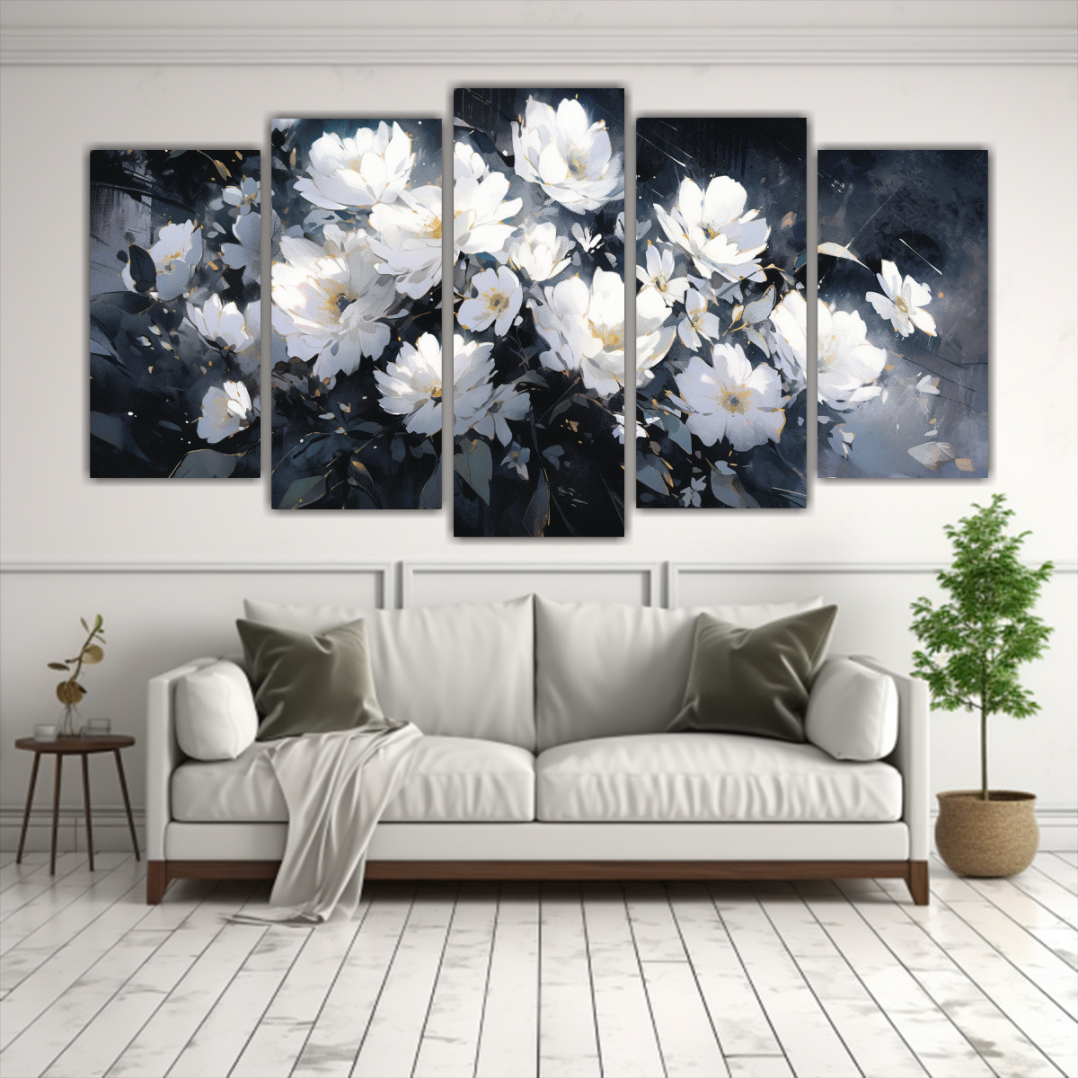 pintura-de-flores-en-lienzo-blanco-y-negro-en-decoraci-n-moderna-1