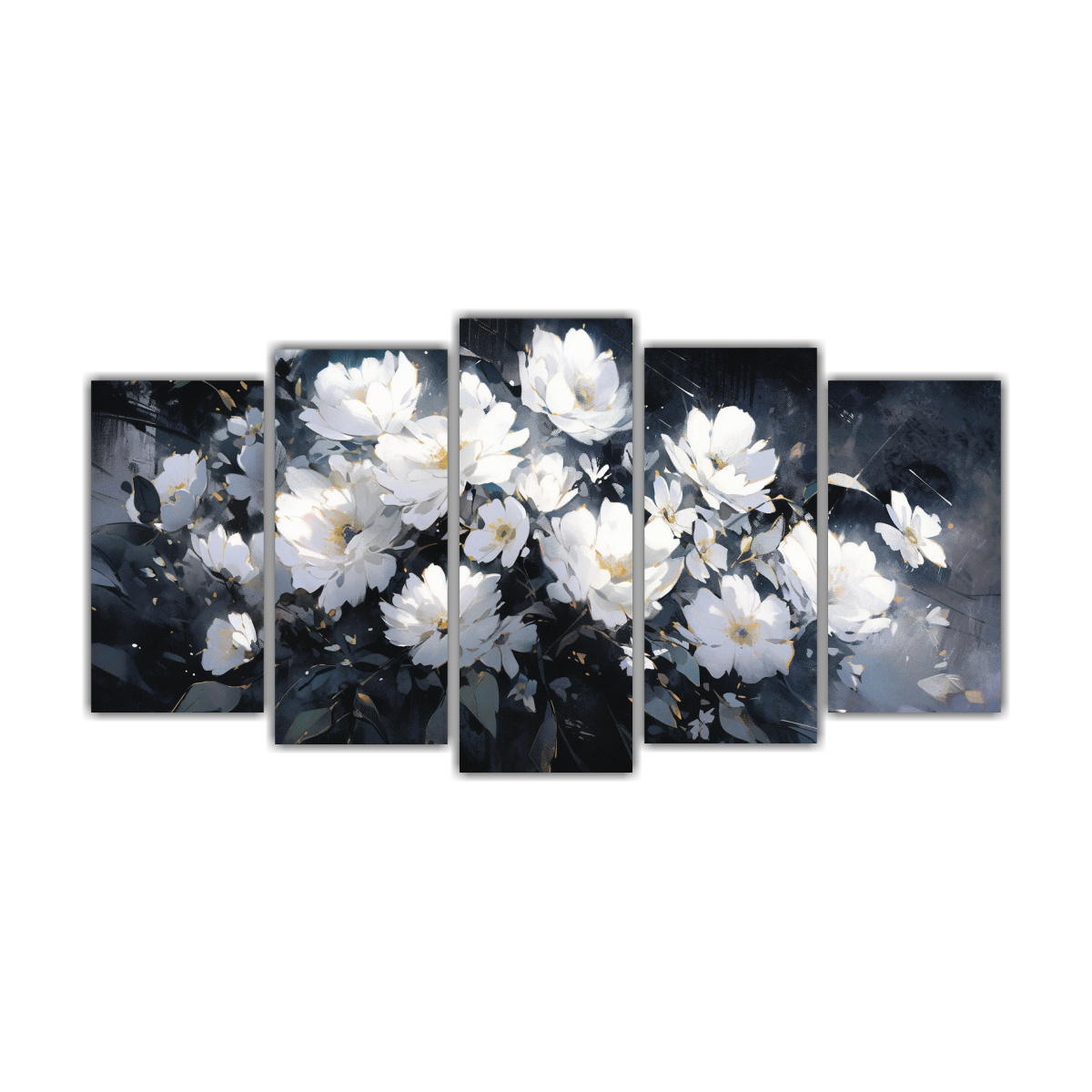 pintura-de-flores-en-lienzo-blanco-y-negro-en-decoraci-n-moderna