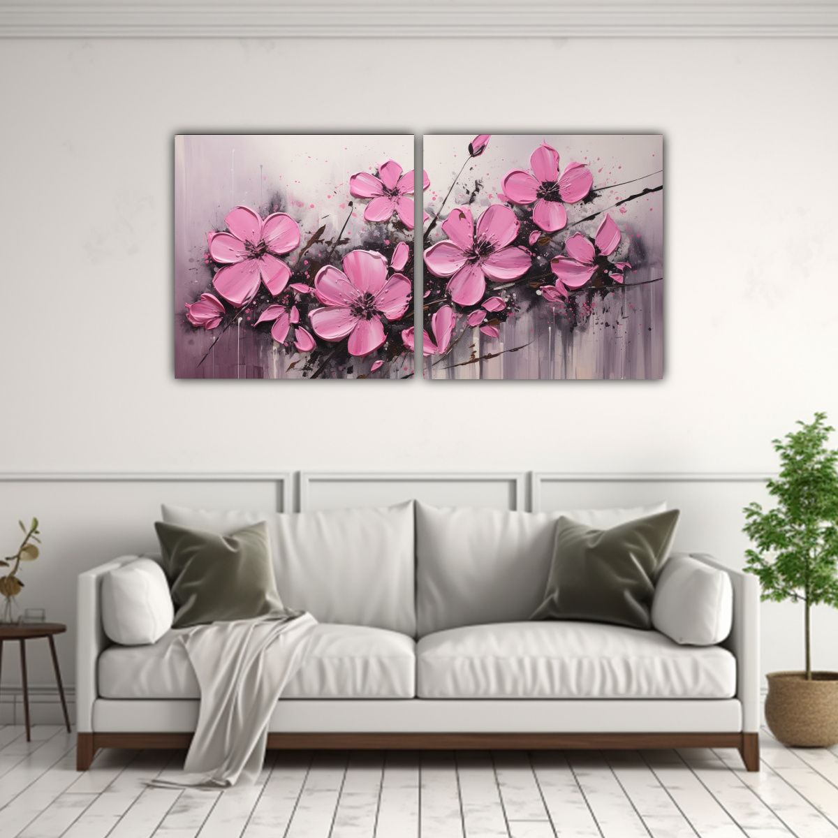 pintura-de-flores-en-lienzo-en-colores-negro-y-rosa-dos-artes-patron-intenso-1