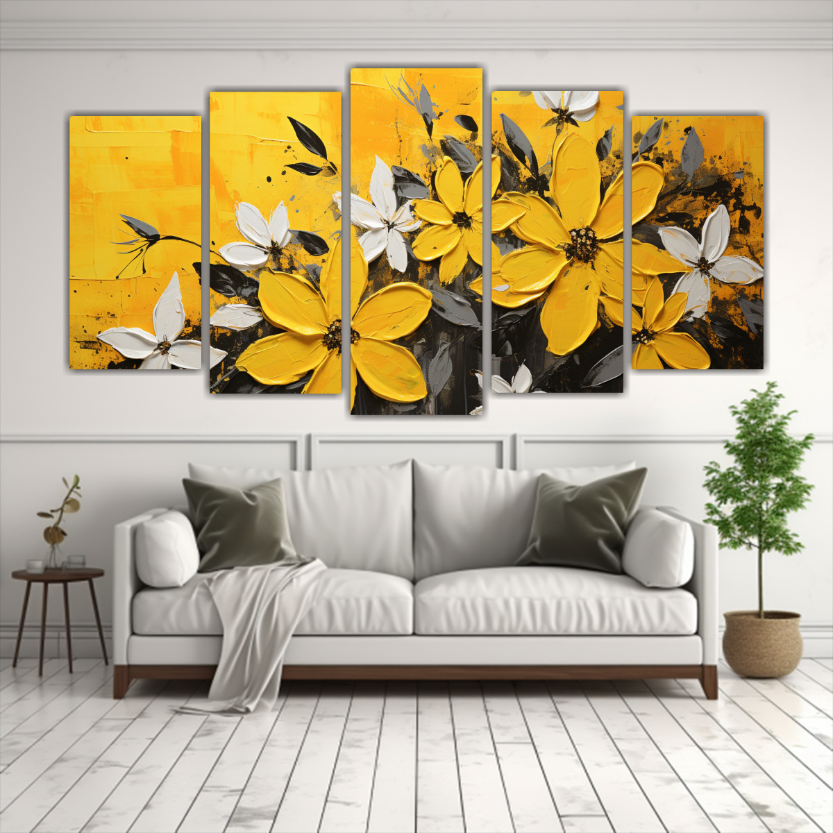 pintura-de-flores-lineales-amarillas-y-negras-en-lienzo-en-decoraci-n-de-cuadros-modernos-1