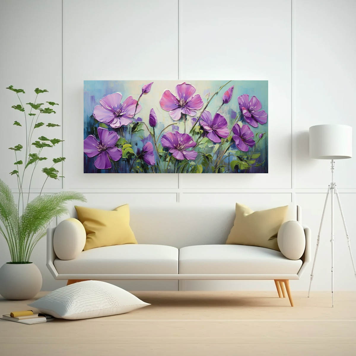 pintura-de-flores-verde-y-morado-en-lienzo-arte-fotograf-a-gr-fico-en-decoraci-n-1