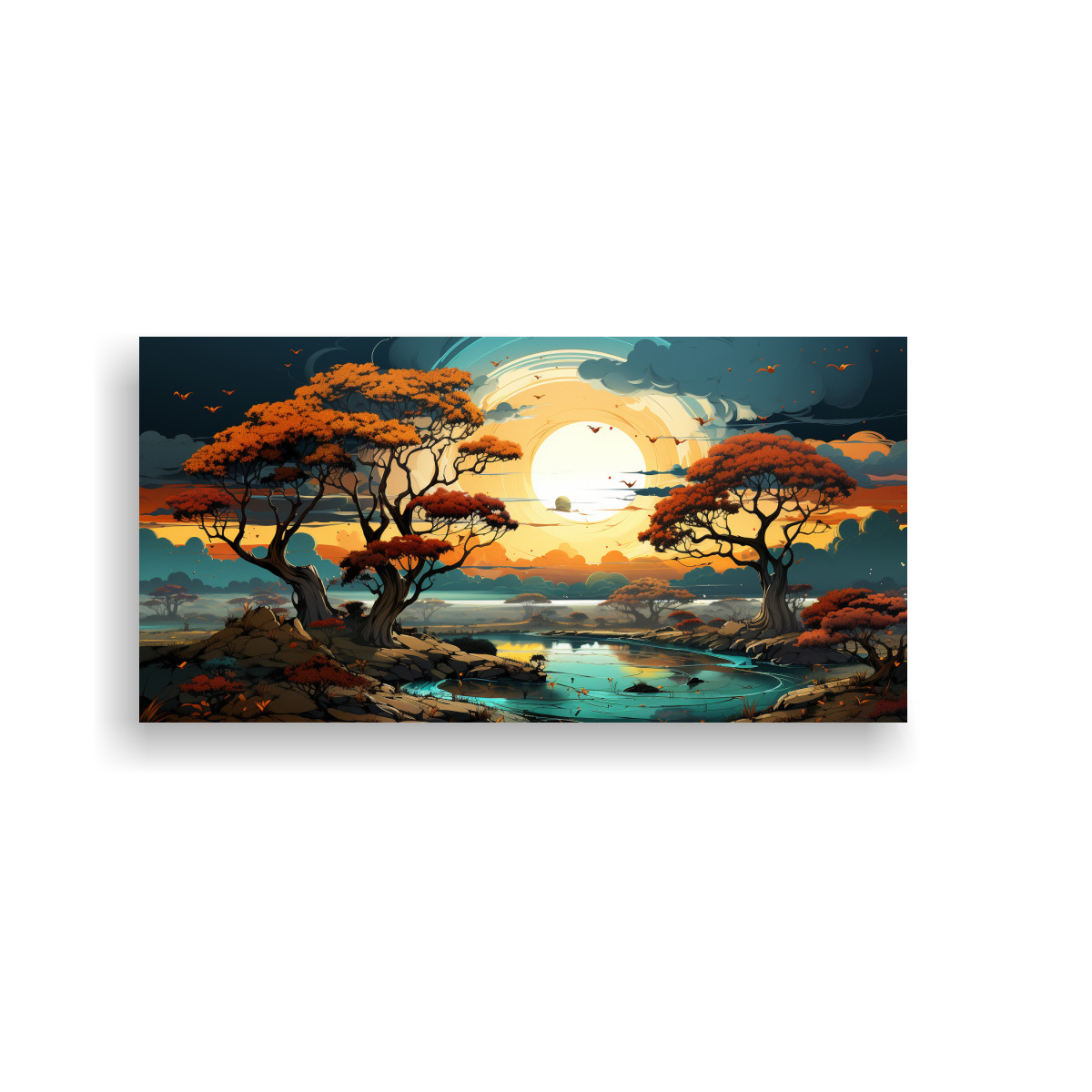 pintura-de-pared-moderna-savanna-y-rbol-del-desierto-en-turquesa-y-dorado