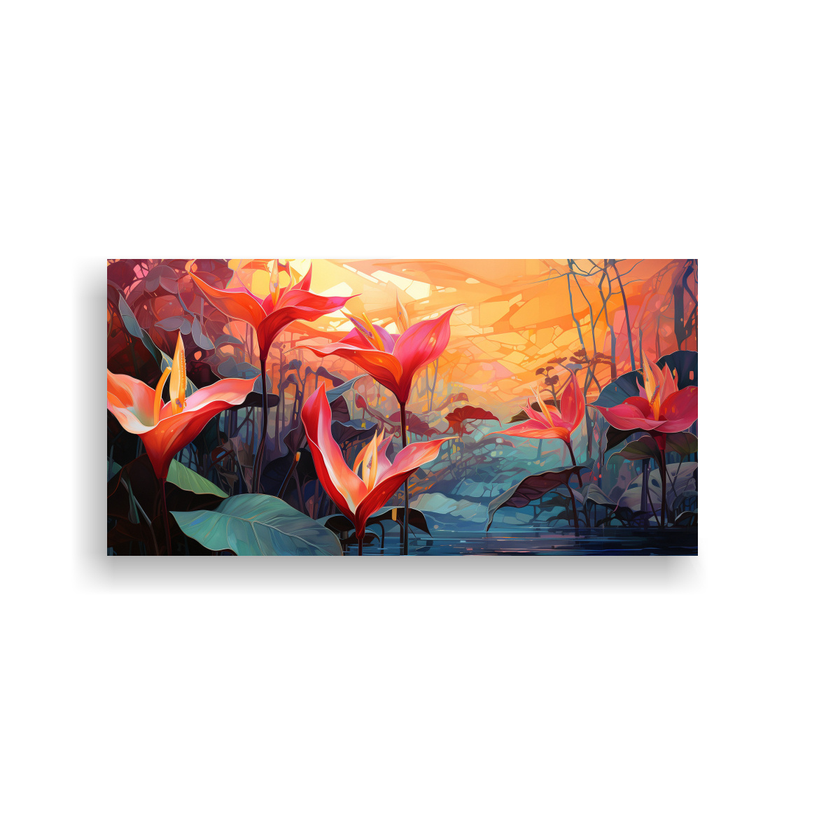 pintura-decorativa-a-hojas-de-heliconia-en-tonos-rojos-atm-sfera-neonoir