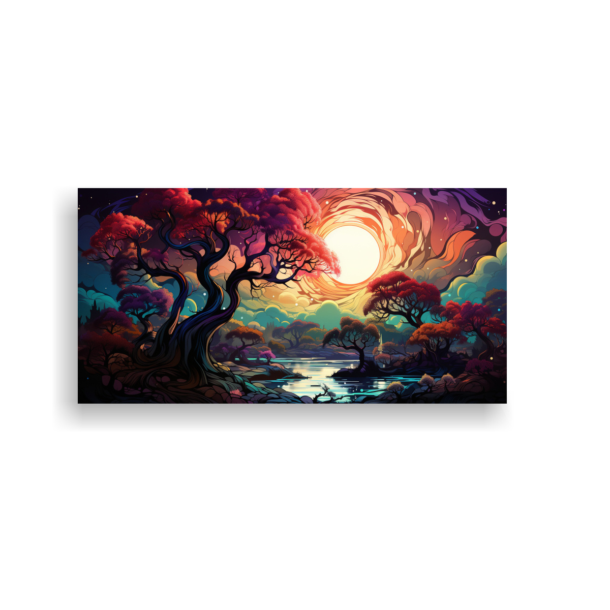 pintura-decorativa-adorable-de-rbol-de-manzana-en-verde-y-morado-con-atm-sfera-neonoir