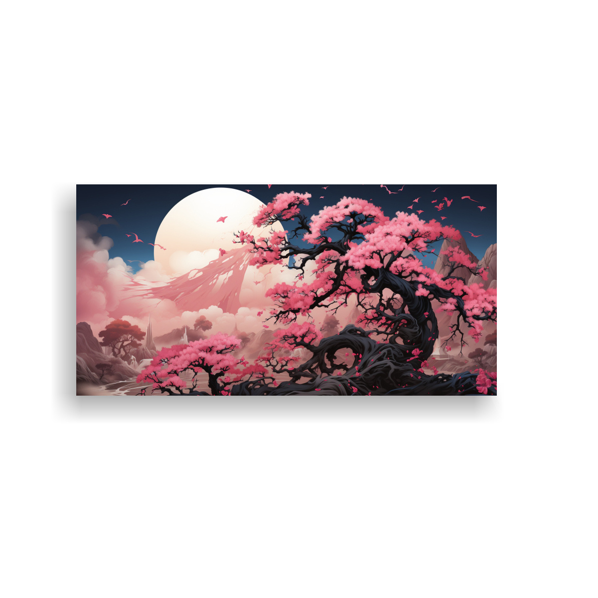 pintura-decorativa-de-lienzo-con-finas-l-neas-y-dimensiones-en-colores-negro-y-rosa-con-atm-sfera-neonoir
