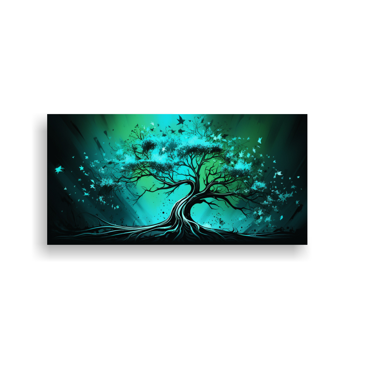 pintura-decorativa-de-relieve-en-verde-y-turquesa-de-un-rbol-en-un-bosque-estilo-neonoir