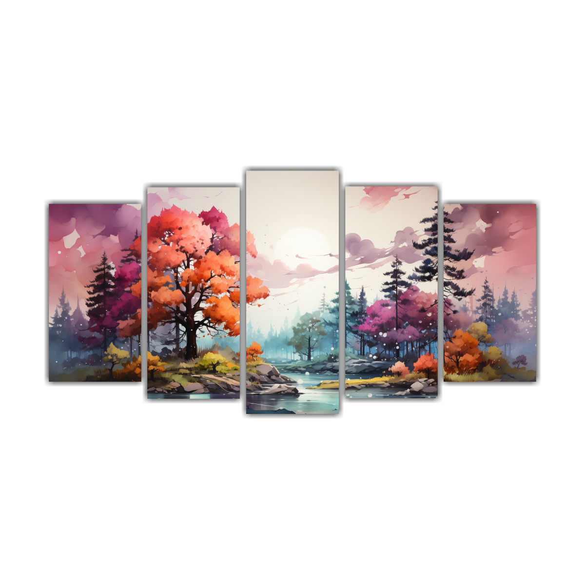 pintura-decorativa-pop-art-de-un-pino-en-colores-acuarela-con-atm-sfera-neonoir-