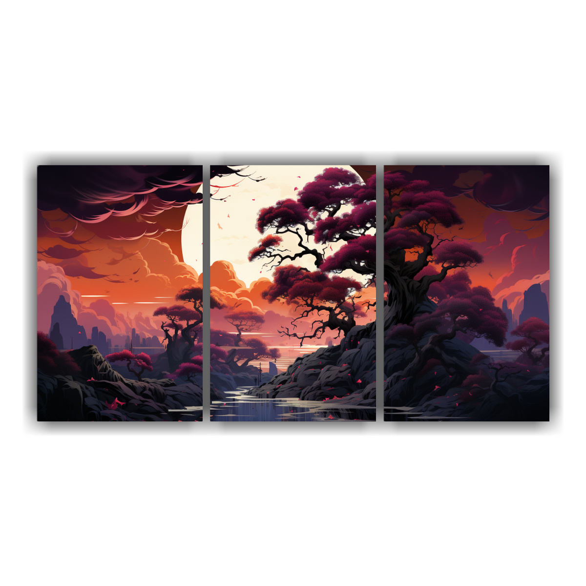 pintura-decorativa-tres-canvas-vanguardia-elegancia-en-tonos-p-rpura-y-dorado-con-atm-sfera-neonoir