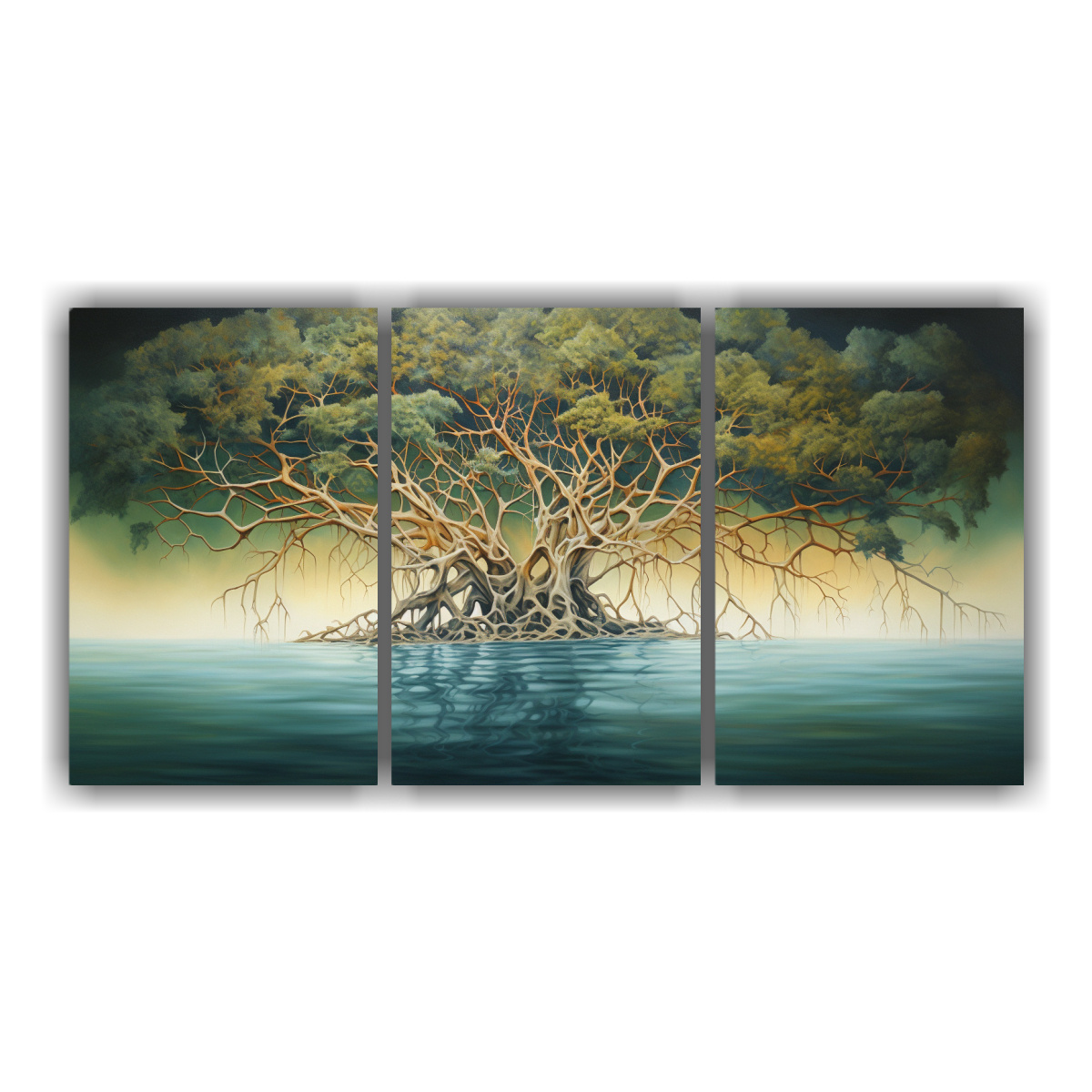 pintura-en-bastidor-con-imagen-tem-tica-de-un-rbol-de-manglar-detalles-abstractos-en-leo