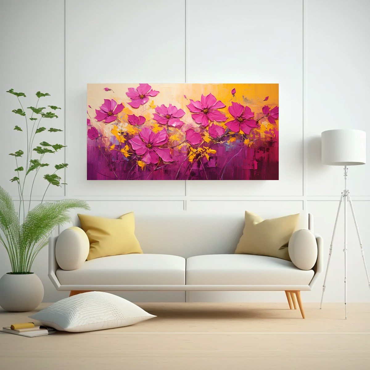 pintura-en-lienzo-alegr-a-de-flores-amarillas-y-magenta-en-decoraci-n-1
