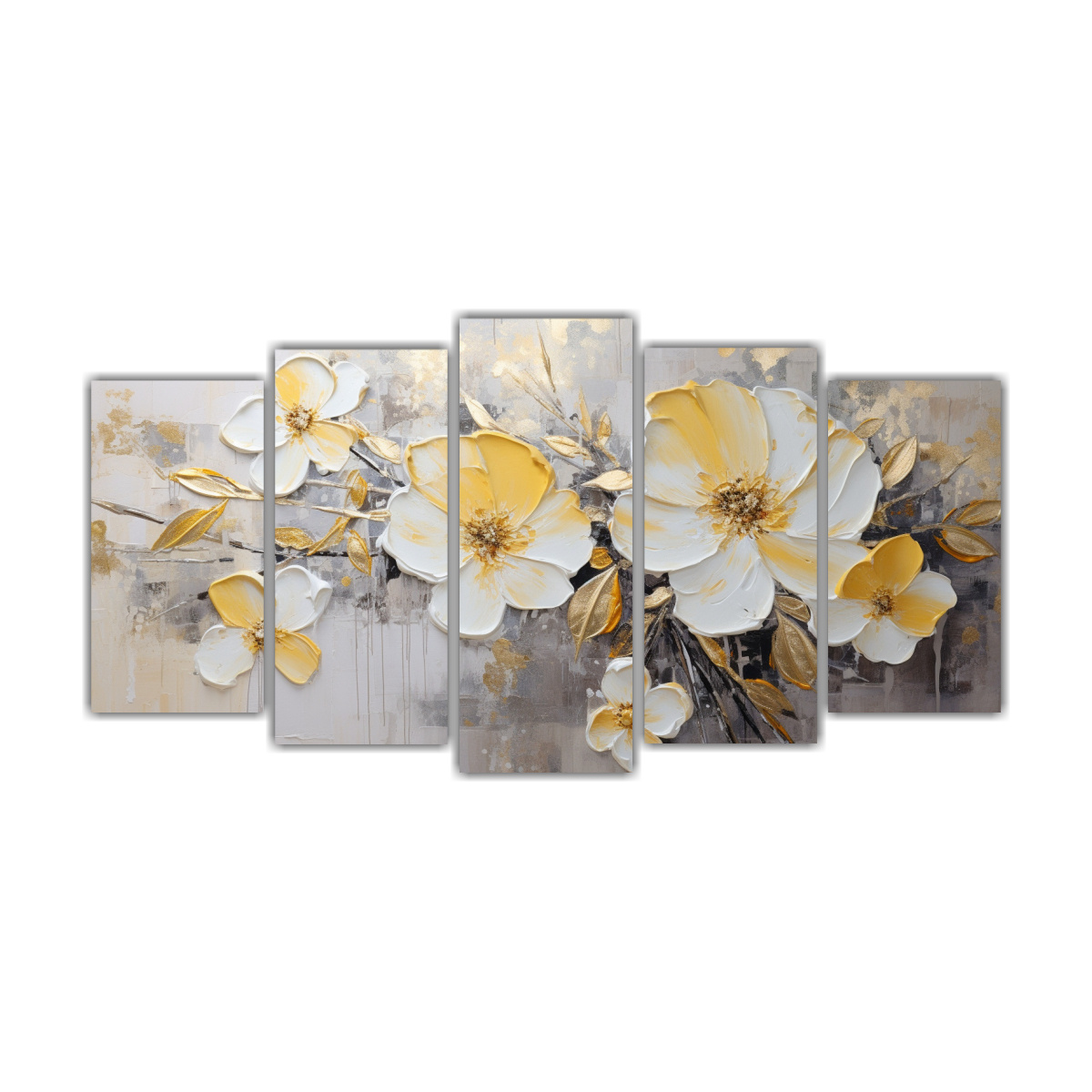 pintura-en-lienzo-de-flores-amarillas-y-plateadas-en-cinco-lienzos-de-tela-dibujo-obra-maestra-en-decoraci-n-